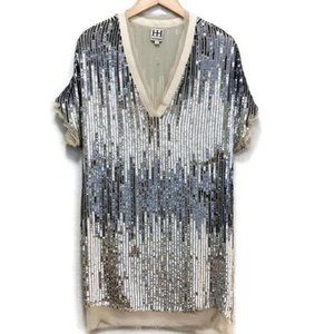 Haute Hippie Sequin V-Neck Dress, Size Large